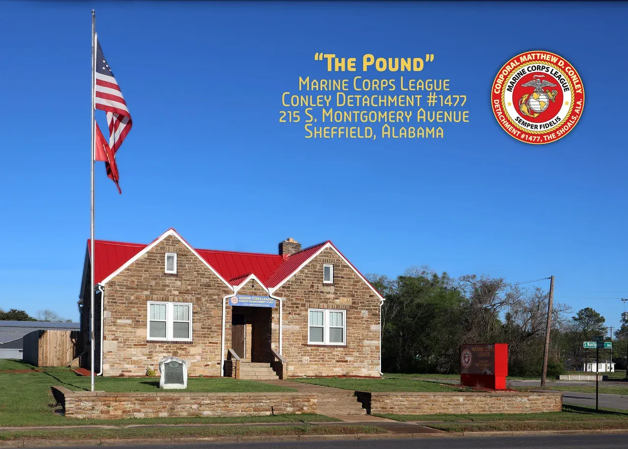 The Pound, the stone meeting home of Detachment 1477 in Sheffield, Alabama